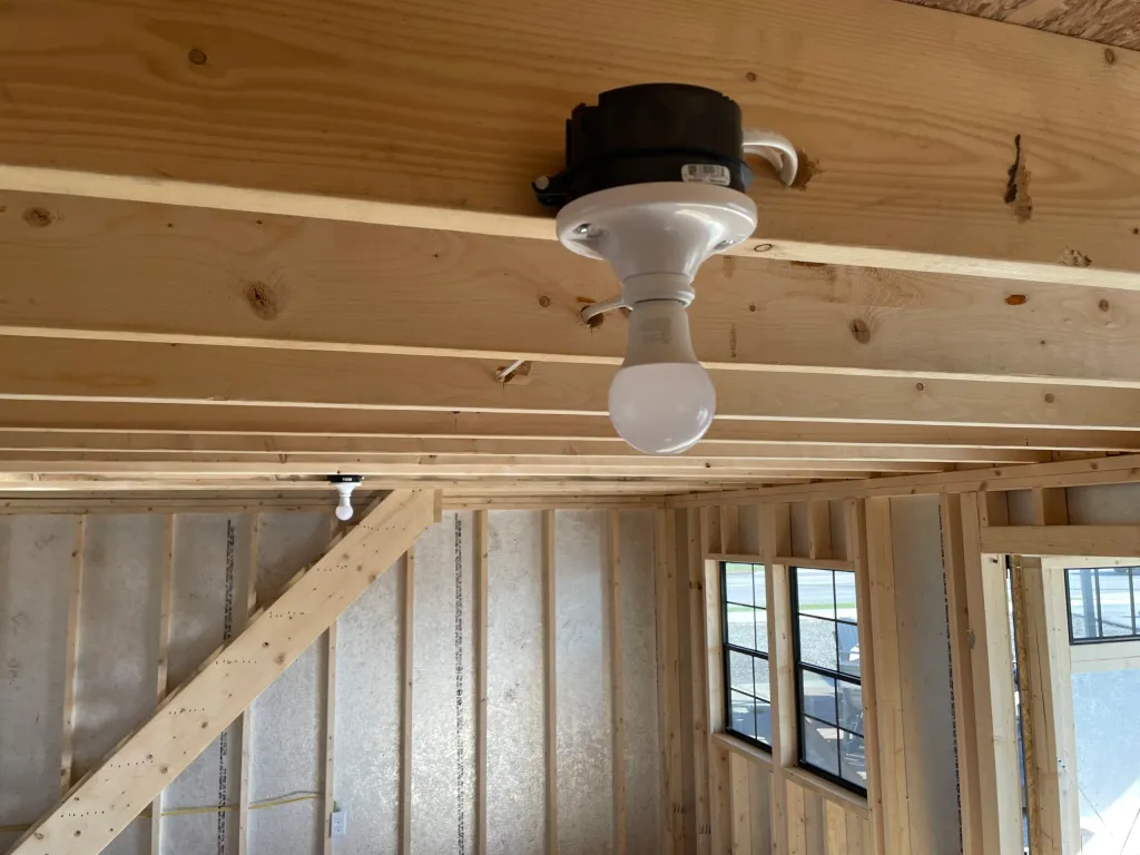 light bulk inside prefab cabin