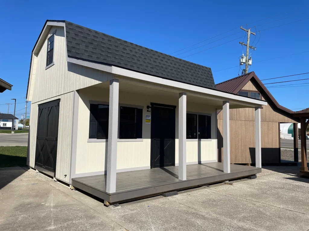 prefab cabin two story with porch